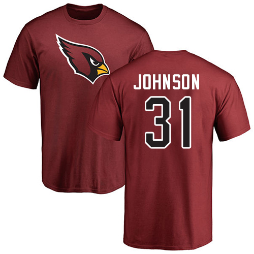 Arizona Cardinals Men Maroon David Johnson Name And Number Logo NFL Football #31 T Shirt